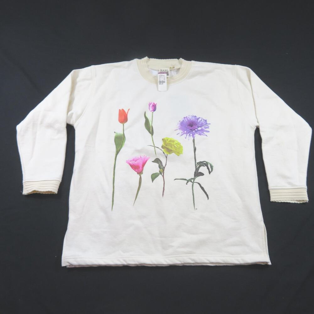 Maze Flower Floral Beige Sweater, Sweatshirt Material Sz L New 1990s